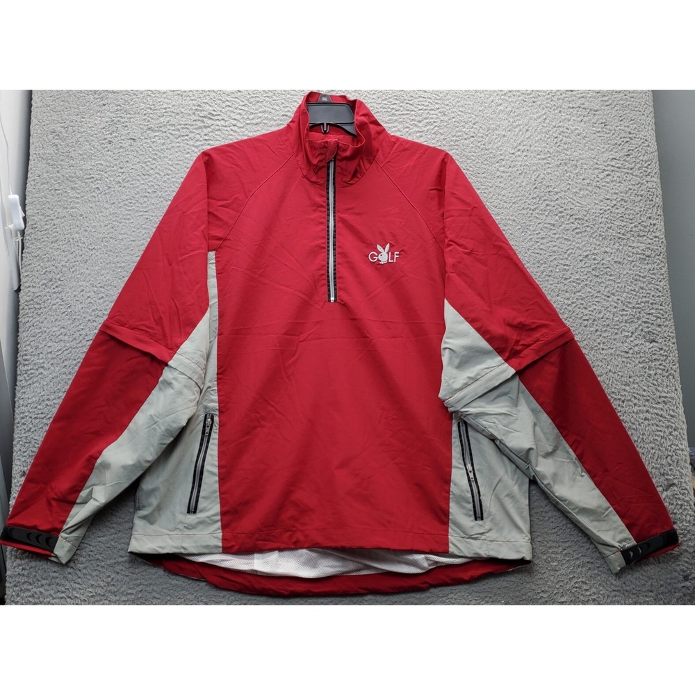 Playboy Golf Windbreaker Jacket Mens XL Multi‎ Thermal Lined Zip Pocket 1/4 Zip